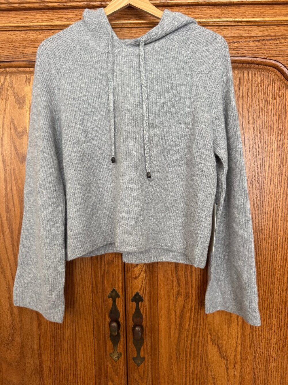 Rachel Zoe Light Gray Hooded Knit Sweater